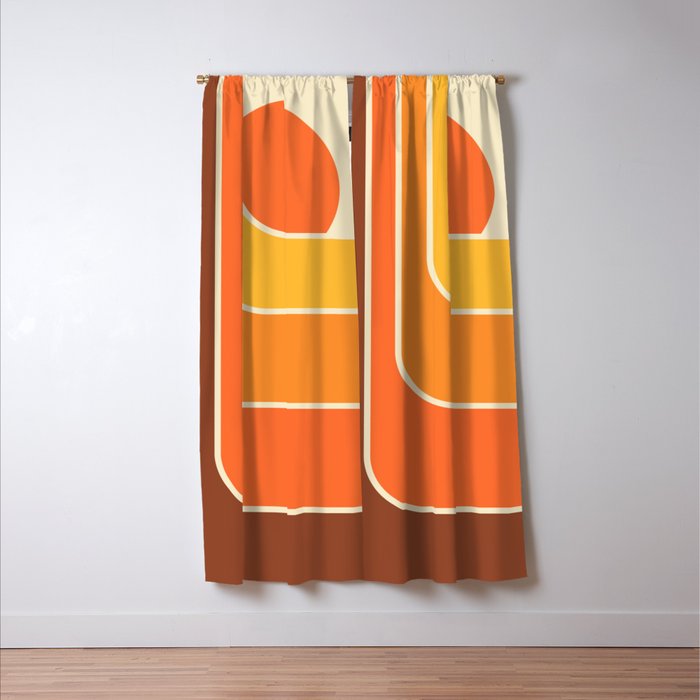 Retro Geometric Sun Set Design 421 Window Curtain Gallery Image 3