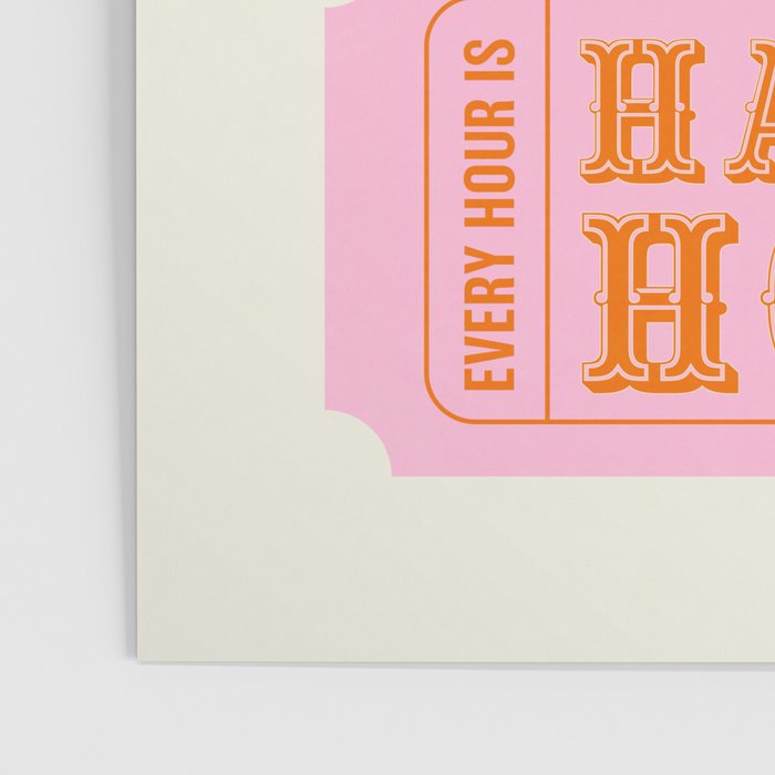 Every Hour Is Happy Hour, Pink Retro Bar Ticket Poster Gallery Image 3