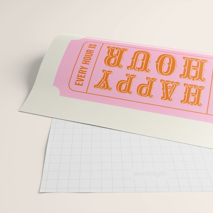 Every Hour Is Happy Hour, Pink Retro Bar Ticket Wrapping Paper Gallery Image 2