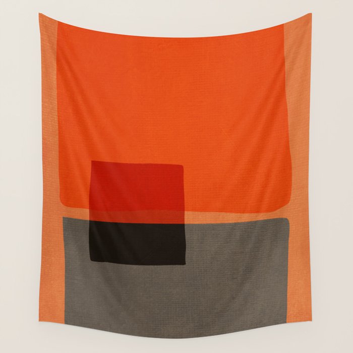 Orange Gray Red Minimalist Abstract Art Wall Tapestry Gallery Image 4