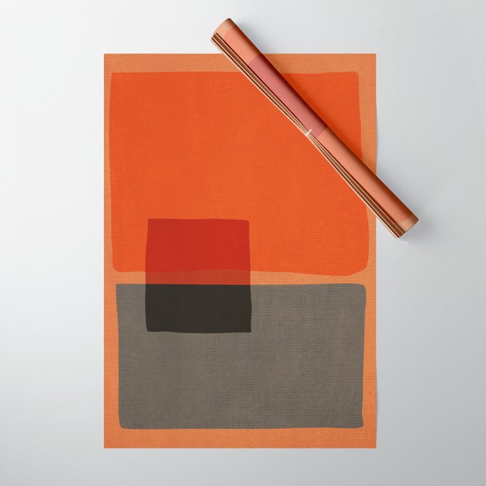 Orange Gray Red Minimalist Abstract Art Wrapping Paper Gallery Image 1