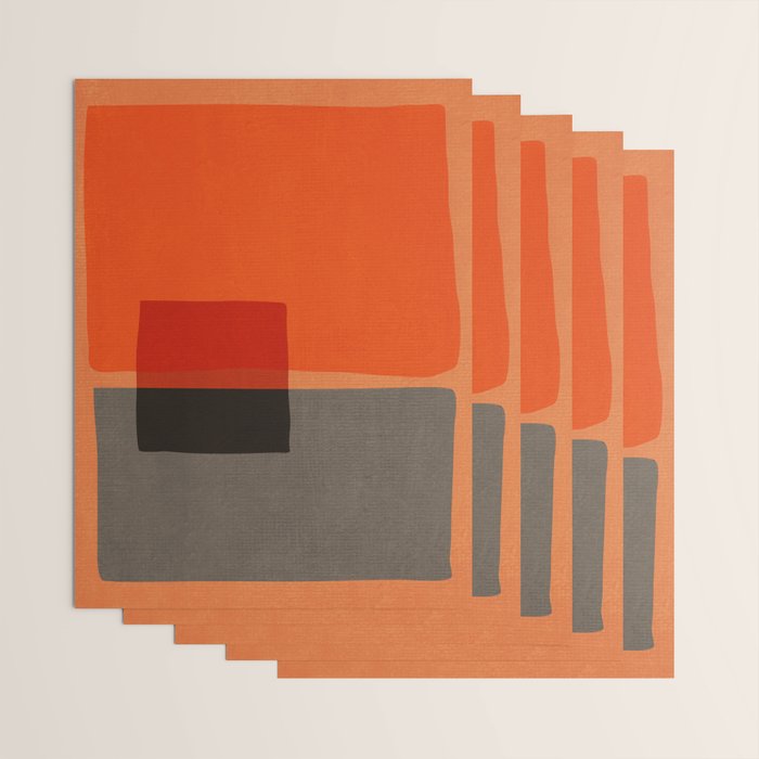 Orange Gray Red Minimalist Abstract Art Wrapping Paper Gallery Image 3