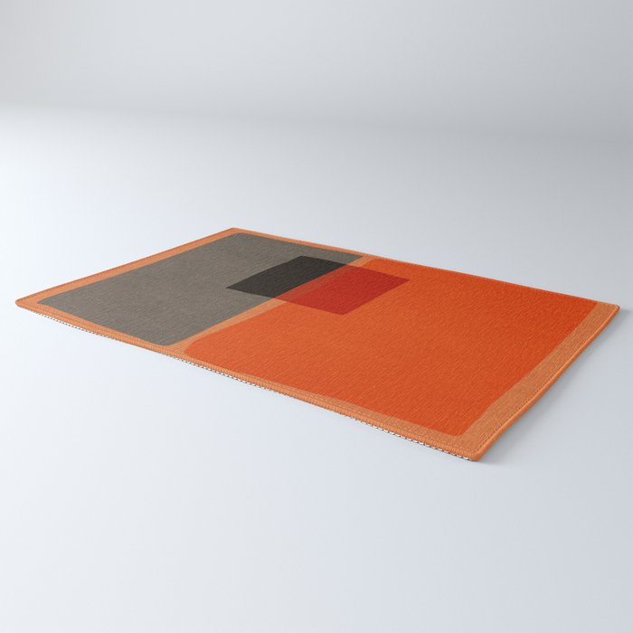 Orange Gray Red Minimalist Abstract Art Rug Gallery Image 3
