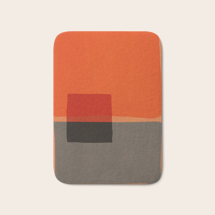 Orange Gray Red Minimalist Abstract Art Bath Mat Gallery Image 1