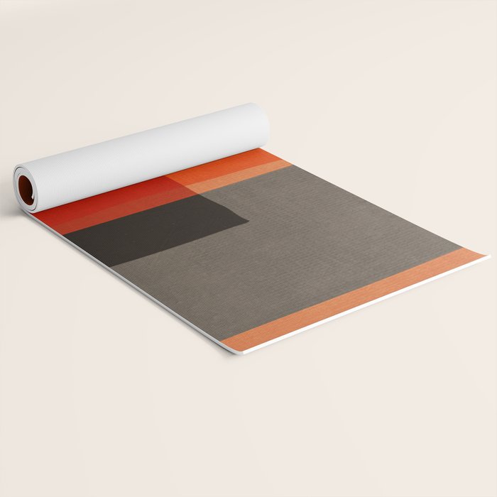 Orange Gray Red Minimalist Abstract Art Yoga Mat Gallery Image 2