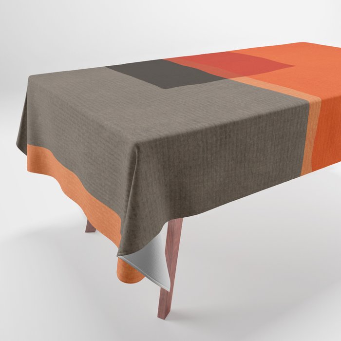 Orange Gray Red Minimalist Abstract Art Tablecloth Gallery Image 1