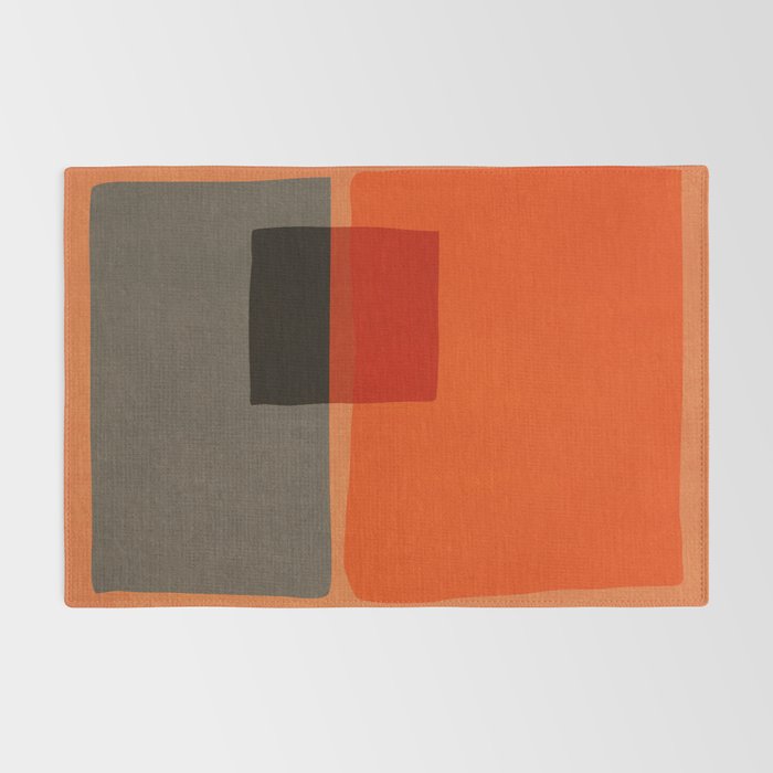 Orange Gray Red Minimalist Abstract Art Rug Gallery Image 2
