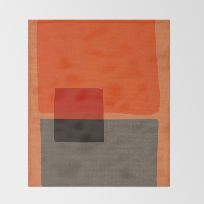 Orange Gray Red Minimalist Abstract Art Throw Blanket Gallery Image 2