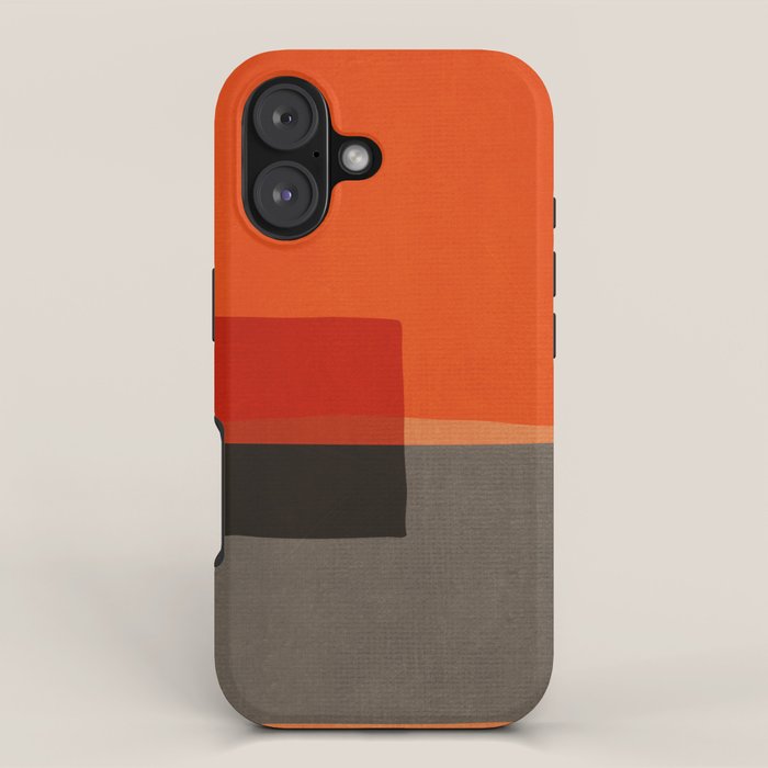 Orange Gray Red Minimalist Abstract Art iPhone Case Gallery Image 1