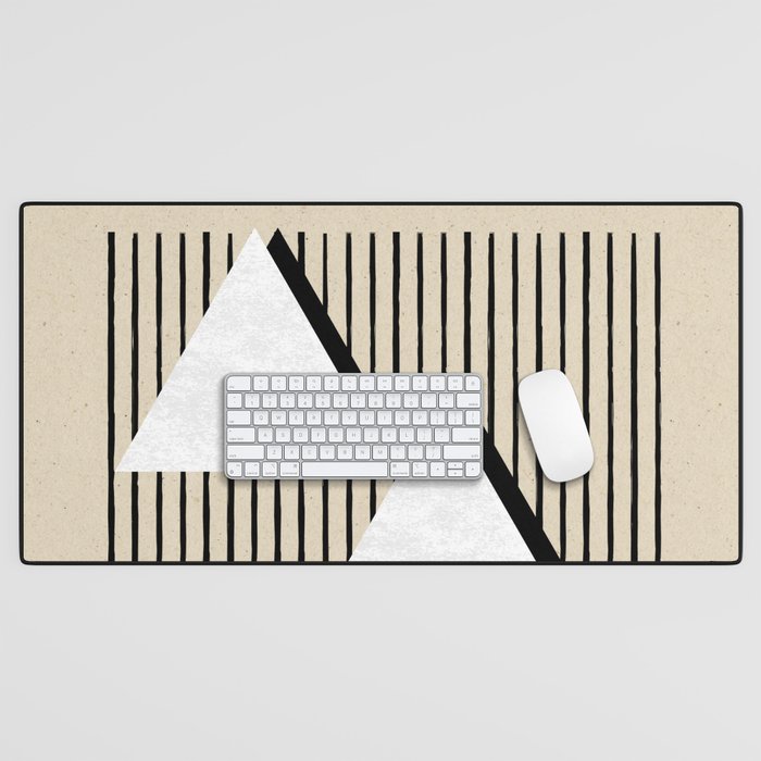 Triangle black and white Stripes Desk Mat Gallery Image 1