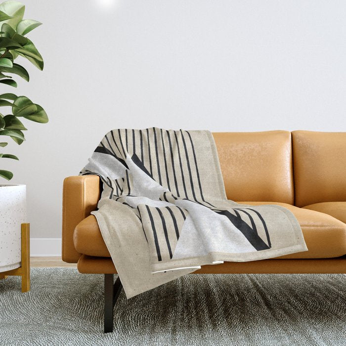 Triangle black and white Stripes Throw Blanket Gallery Image 1