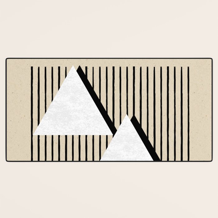 Triangle black and white Stripes Desk Mat Gallery Image 3