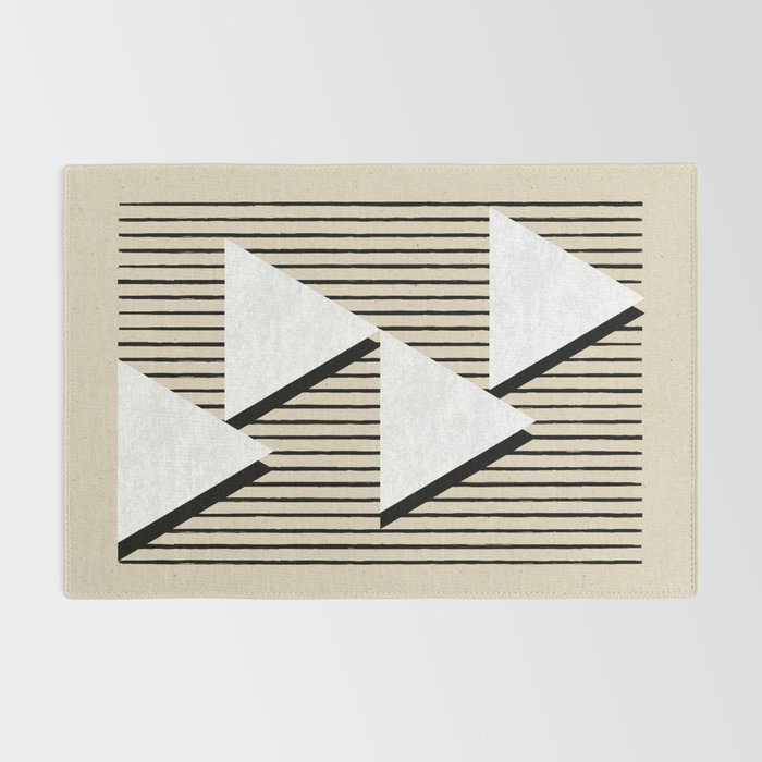 Triangle black and white Stripes Rug Gallery Image 2