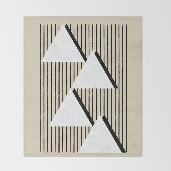 Triangle black and white Stripes Throw Blanket Gallery Image 2