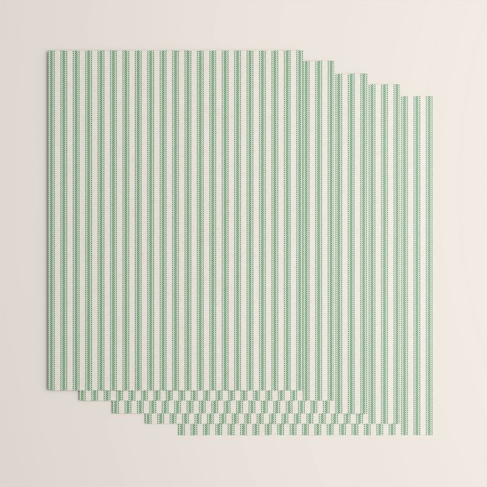 French Green Ticker Stripe Wrapping Paper Gallery Image 3