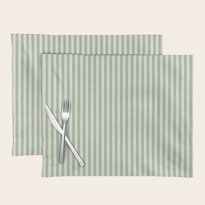 French Green Ticker Stripe Placemat Gallery Image 1