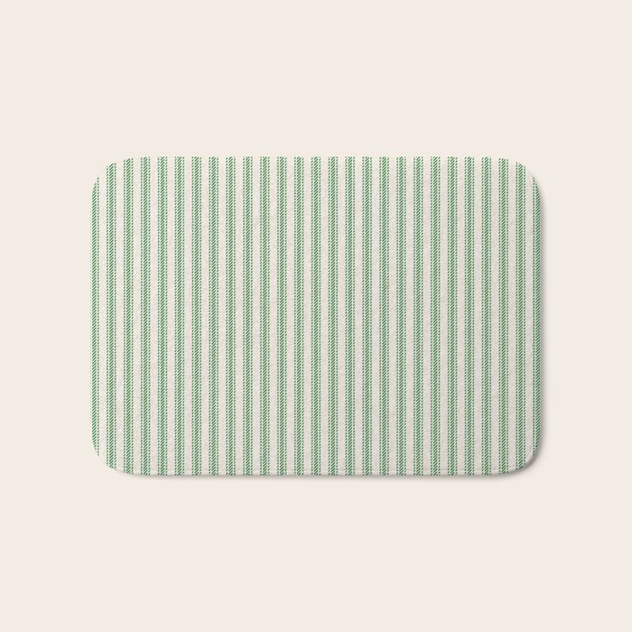 French Green Ticker Stripe Bath Mat Gallery Image 1