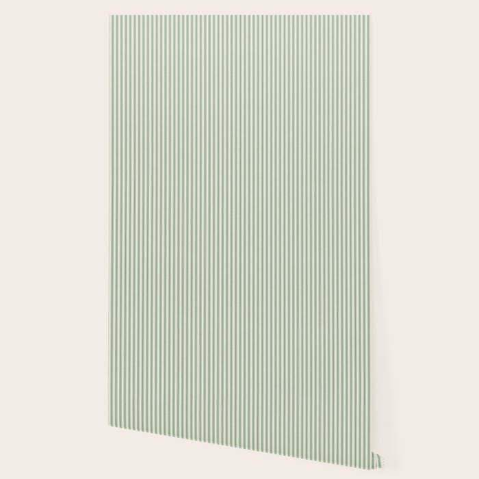 French Green Ticker Stripe Wallpaper Gallery Image 2