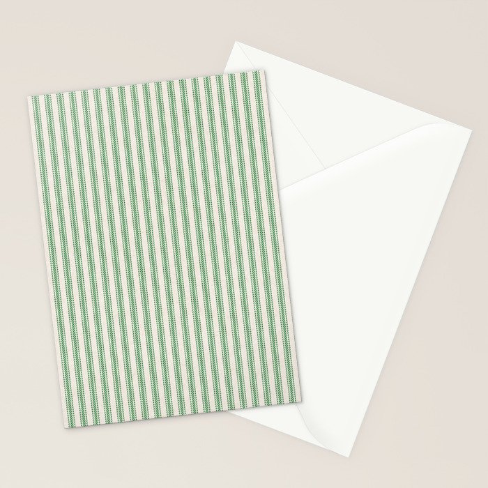 French Green Ticker Stripe Stationery Card Gallery Image 2