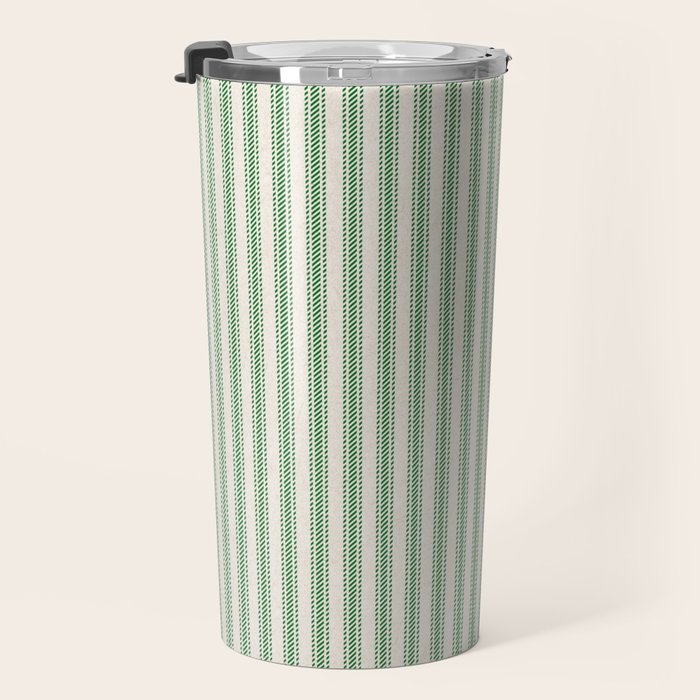 French Green Ticker Stripe Travel Mug Gallery Image 3