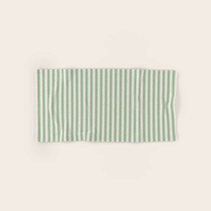 French Green Ticker Stripe Bath Towel Gallery Image 1