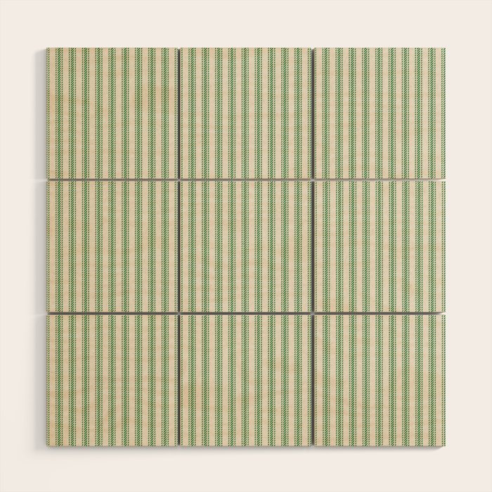 French Green Ticker Stripe Wood Wall Art Gallery Image 1
