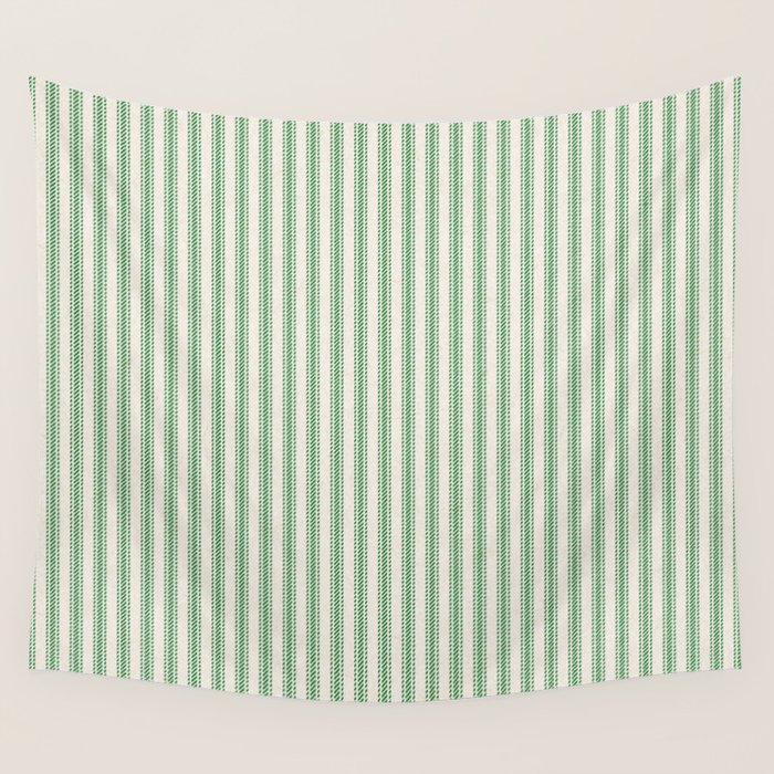 French Green Ticker Stripe Wall Tapestry Gallery Image 4