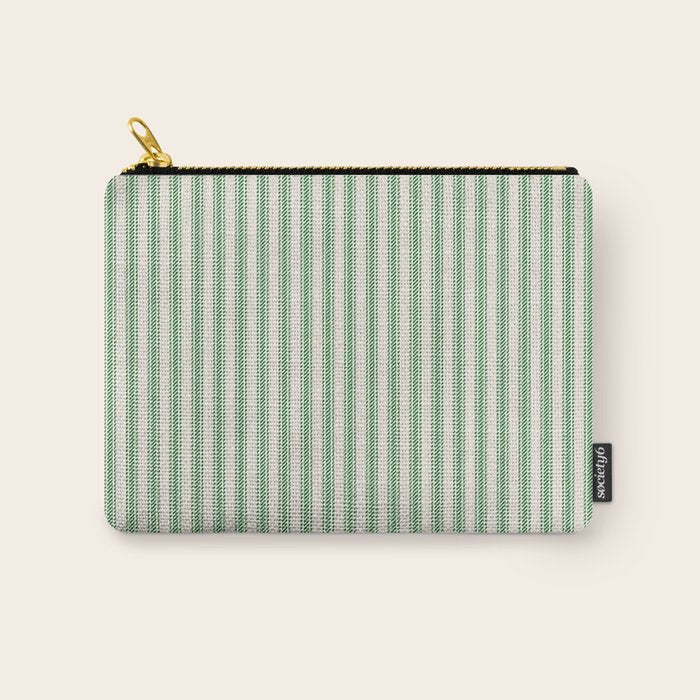 French Green Ticker Stripe Carry All Pouch Gallery Image 1