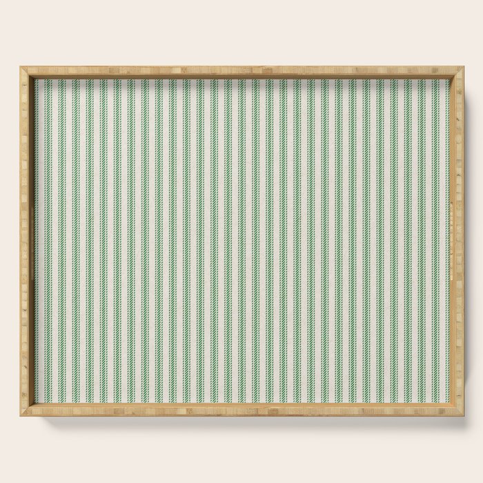 French Green Ticker Stripe Serving Tray Gallery Image 1