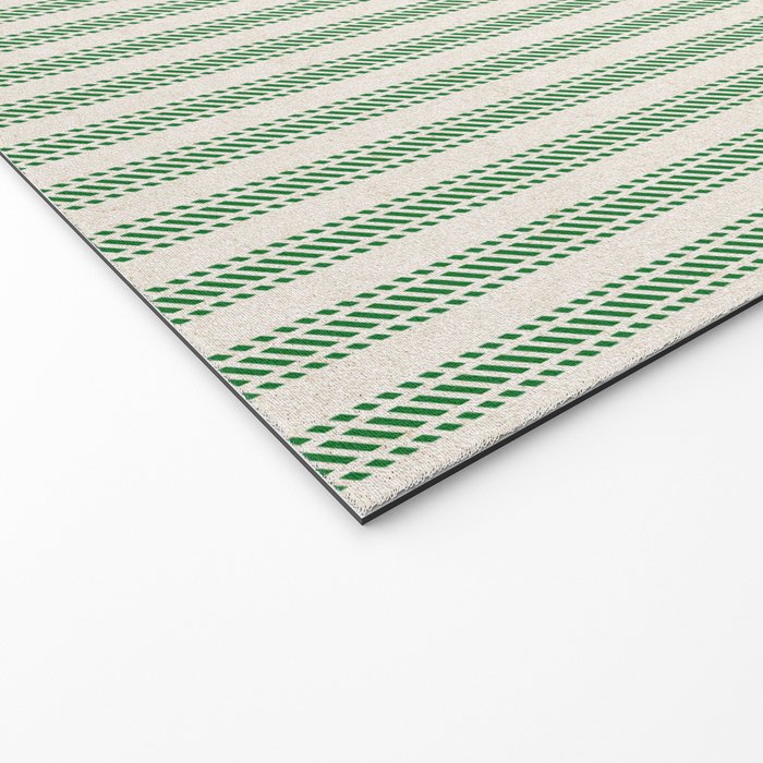 French Green Ticker Stripe Welcome Mat Gallery Image 2
