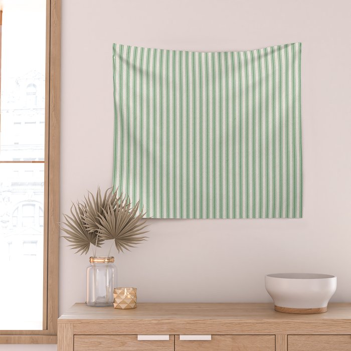 French Green Ticker Stripe Wall Tapestry Gallery Image 2