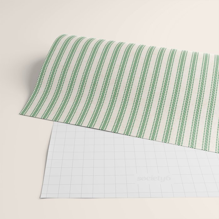 French Green Ticker Stripe Wrapping Paper Gallery Image 2