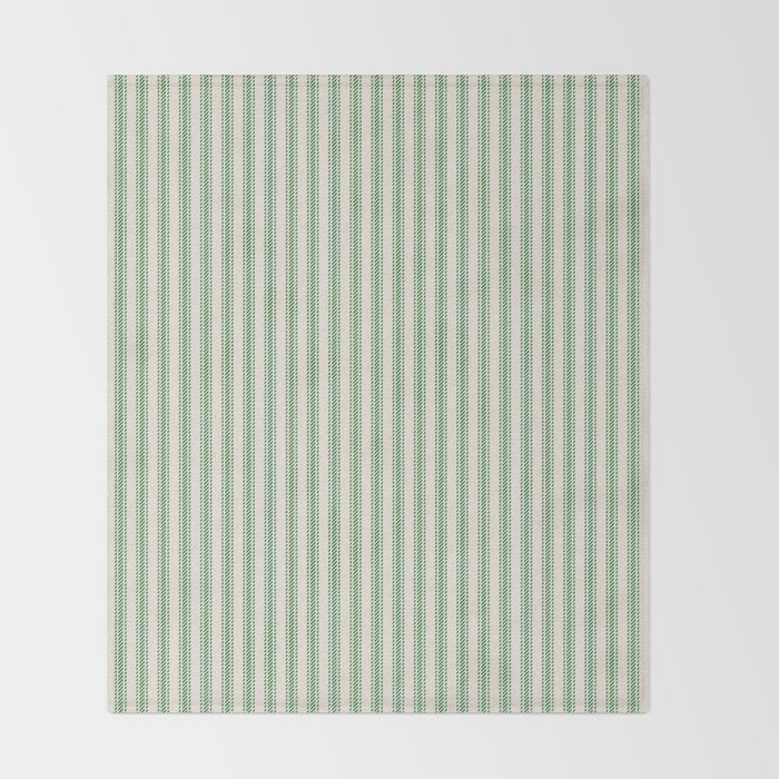 French Green Ticker Stripe Throw Blanket Gallery Image 2