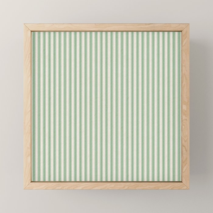 French Green Ticker Stripe Mini Art Print Gallery Image 1