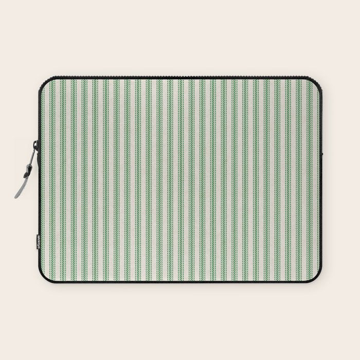 French Green Ticker Stripe Laptop Sleeve Gallery Image 1