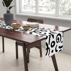 Fun black line doodle art pattern Table Runner Gallery Image 2