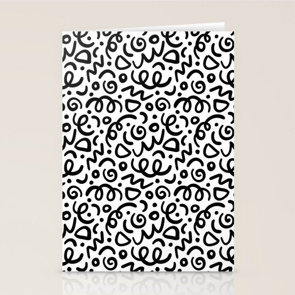 Fun black line doodle art pattern Stationery Card Gallery Image 2