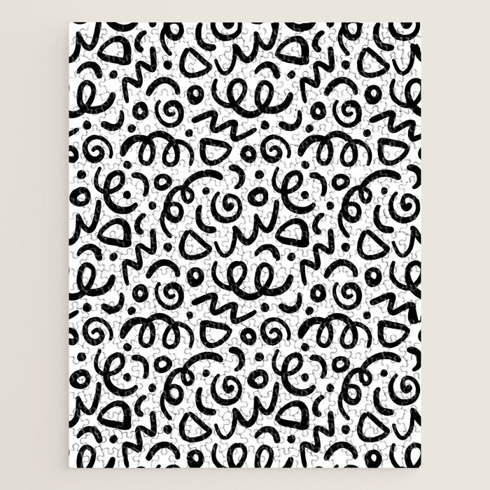 Fun black line doodle art pattern Jigsaw Puzzle Gallery Image 1