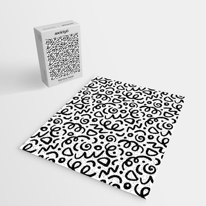 Fun black line doodle art pattern Jigsaw Puzzle Gallery Image 2