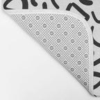 Fun black line doodle art pattern Bath Mat Gallery Image 2