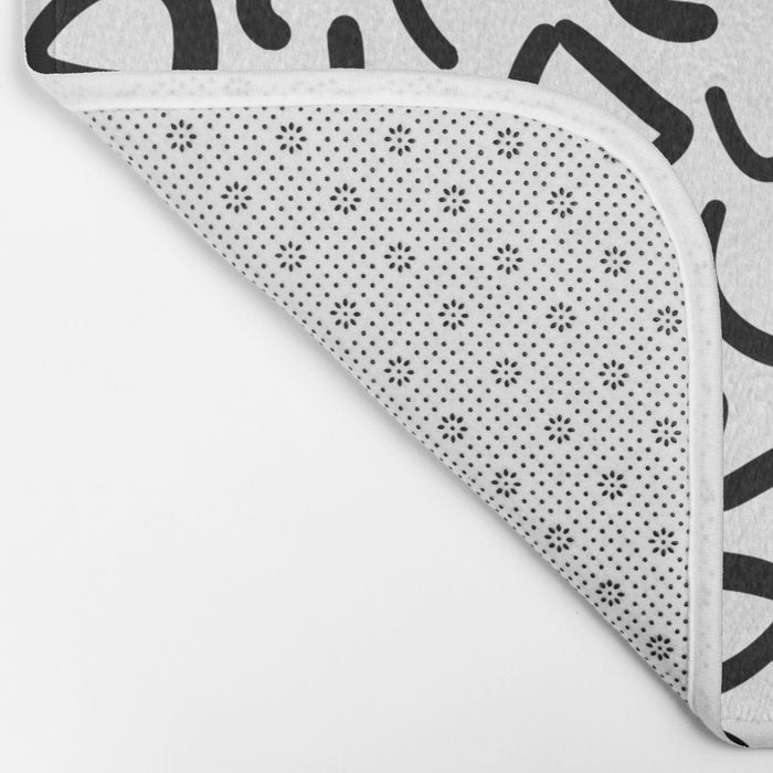 Fun black line doodle art pattern Bath Mat Gallery Image 2
