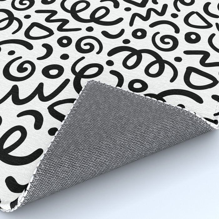 Fun black line doodle art pattern Rug Gallery Image 4