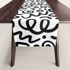 Fun black line doodle art pattern Table Runner Gallery Image 1