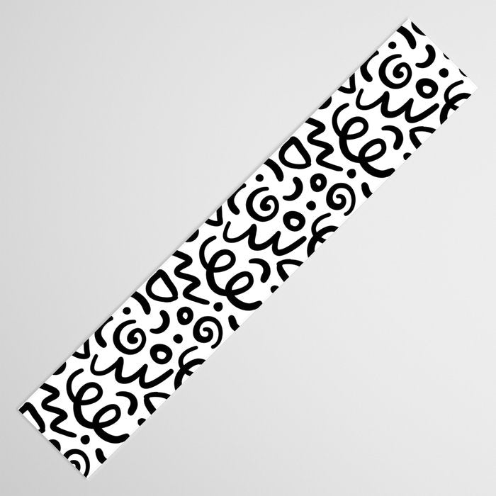 Fun black line doodle art pattern Table Runner Gallery Image 3