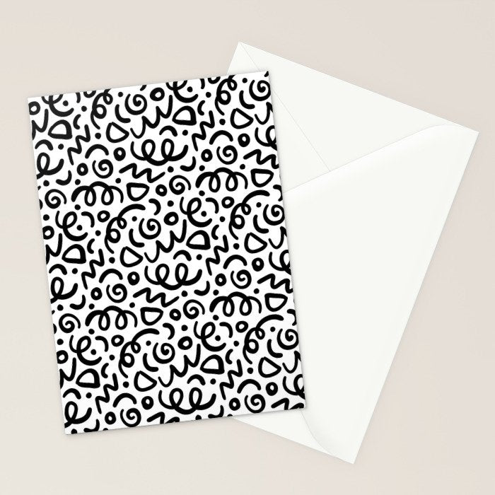 Fun black line doodle art pattern Stationery Card Gallery Image 2