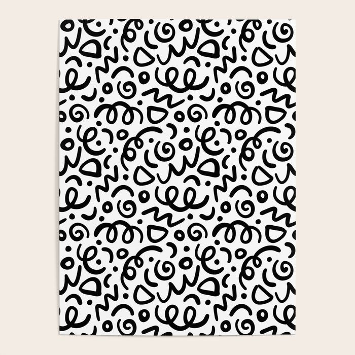 Fun black line doodle art pattern Poster Gallery Image 4