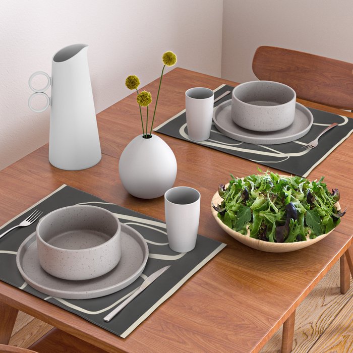 Modern Abstract Lines - Noir Placemat Gallery Image 2