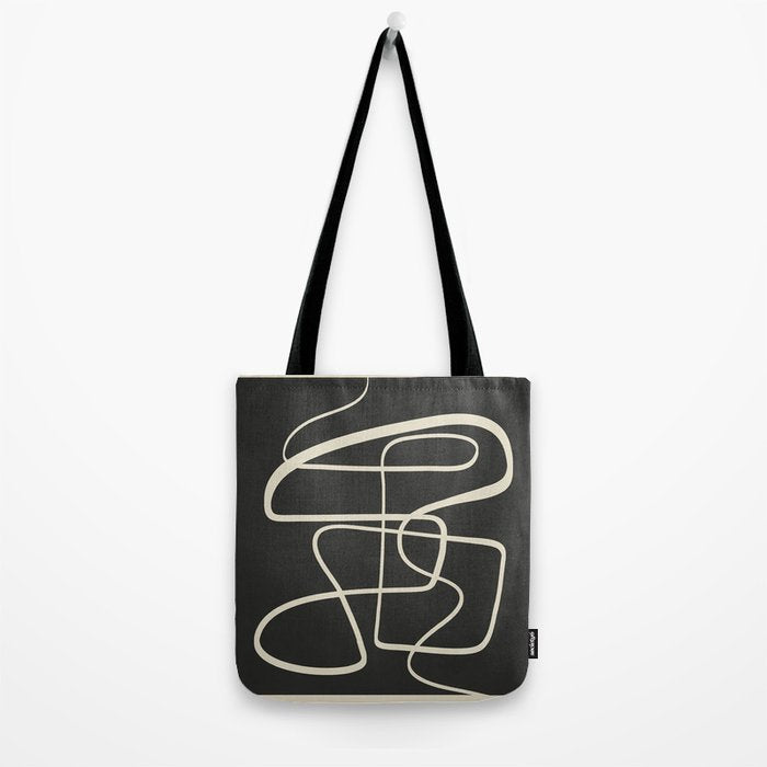 Modern Abstract Lines - Noir Tote Bag Gallery Image 2