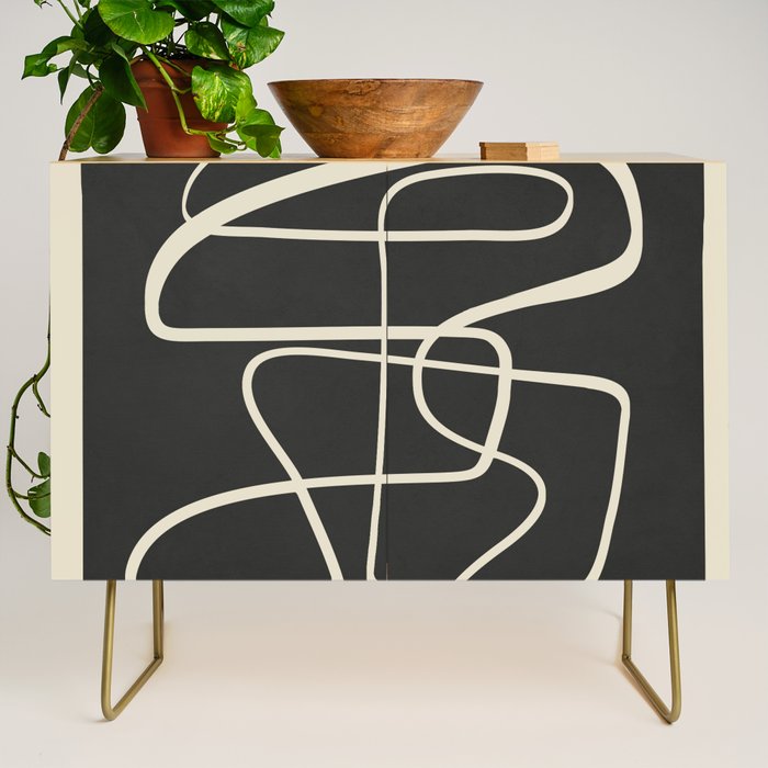 Modern Abstract Lines - Noir Credenza Gallery Image 1
