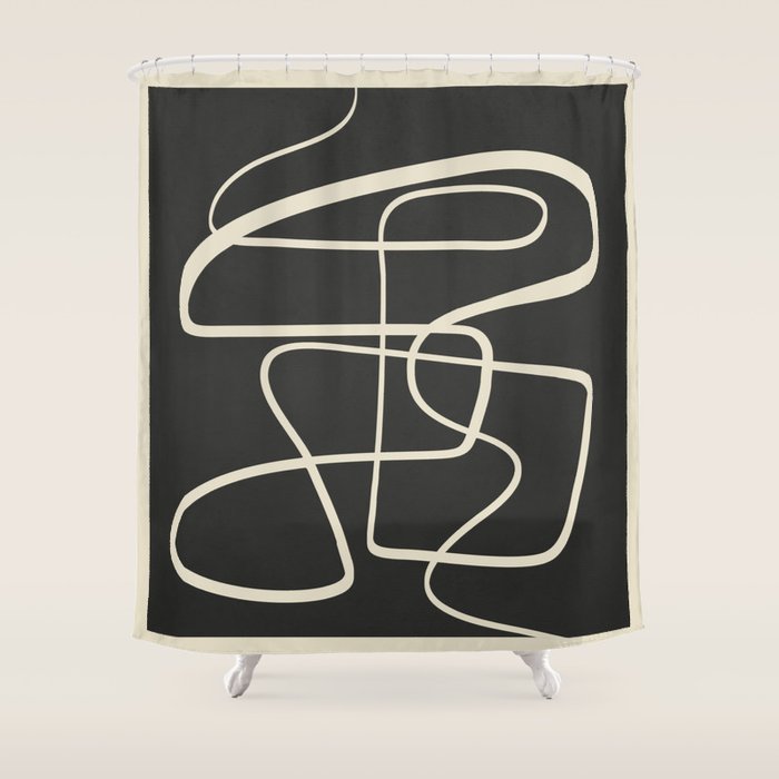 Modern Abstract Lines - Noir Shower Curtain Gallery Image 1